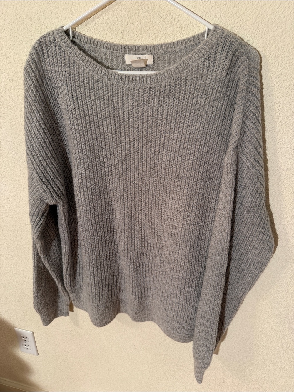 H&M Women's Grey Ribbed Knit Sweater